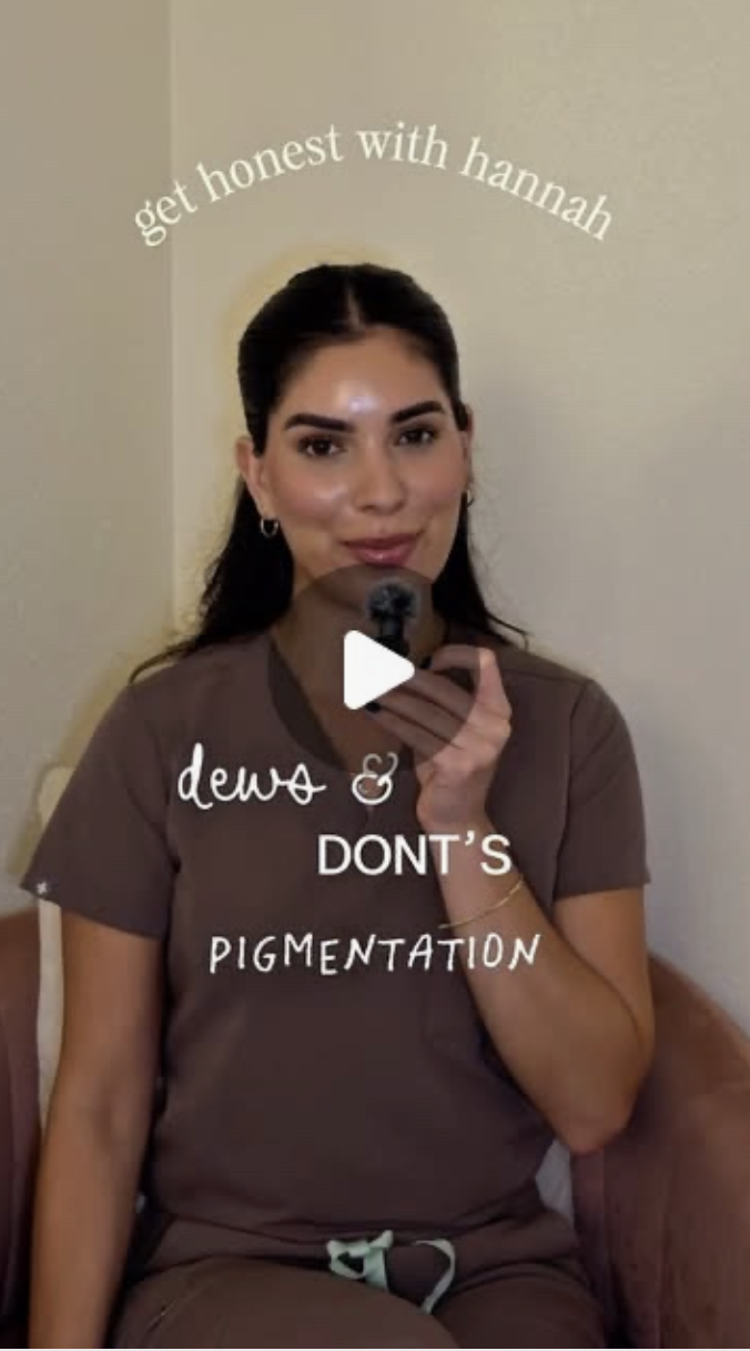 Screenshot from the Honest Skin Instagram reel "Dews & Don’ts: Pigmentation" with Hannah